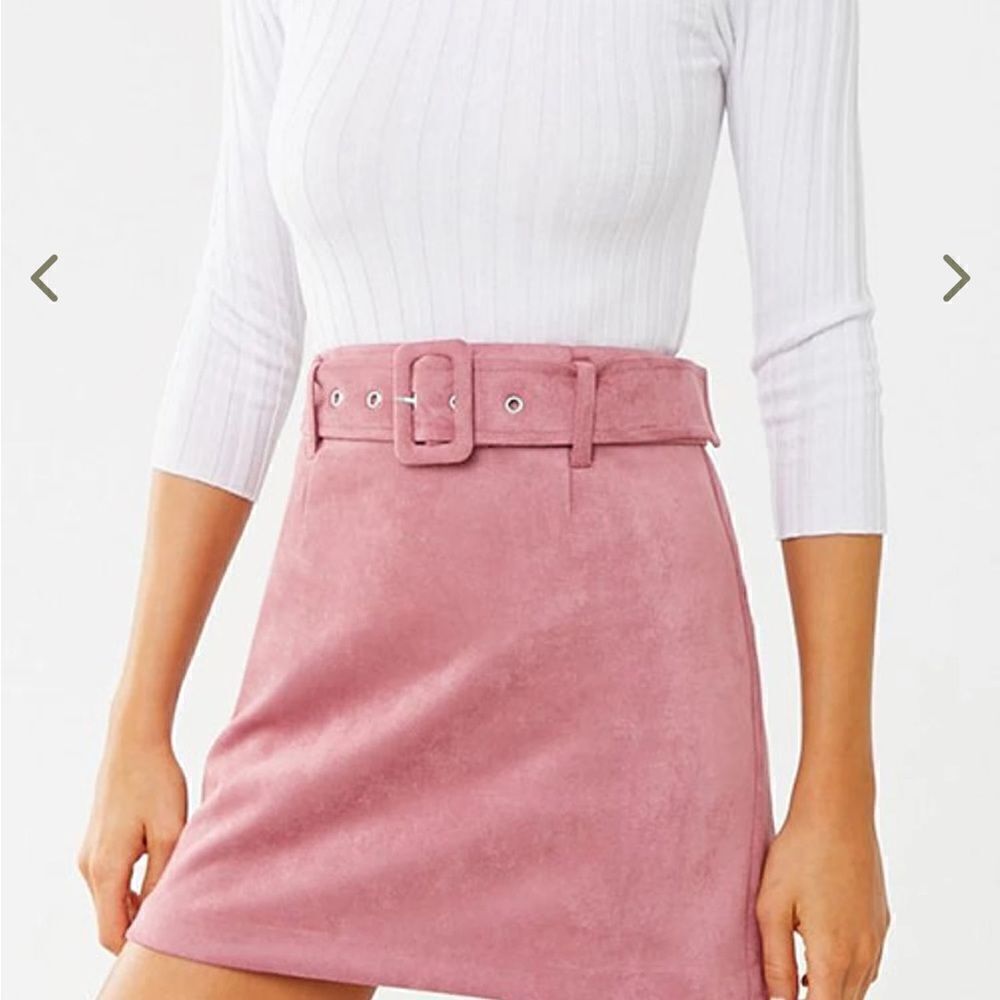 Velvet Pink Skirt Mini with‎ Belt SZ: SMALL